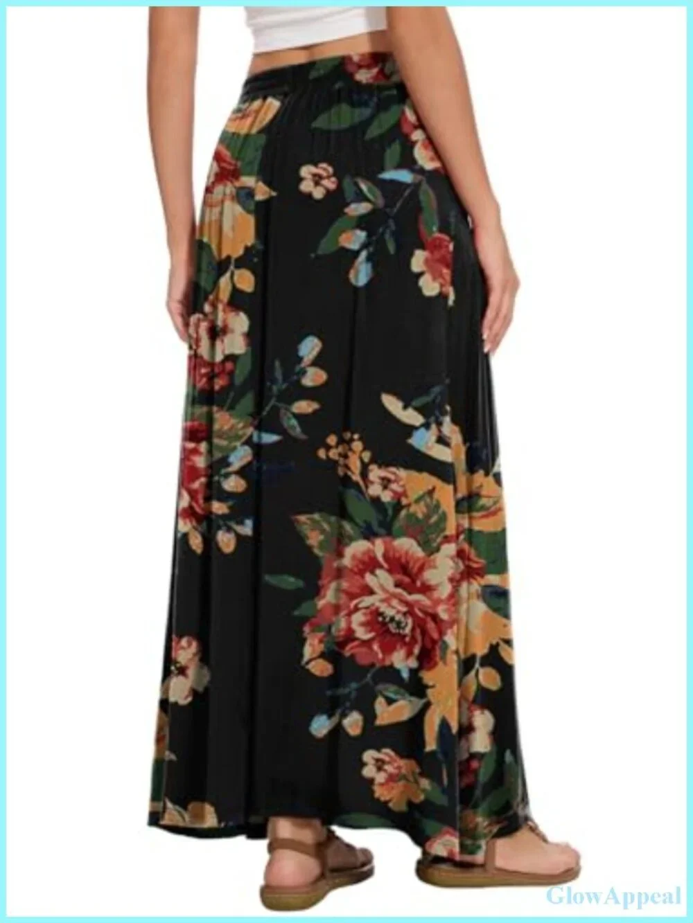 Flowy A-Line Maxi Skirt High Waist with Pockets Lightweight
